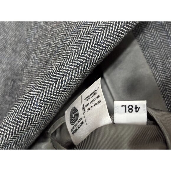 Vintage Austin Reed Mens Blazer Jacket Sz 48L Gray Wool Herringbone Sport Coat - Picture 7 of 8